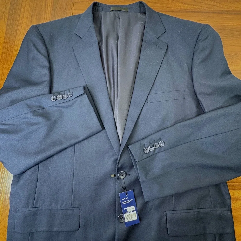 Alex Mishra Suit Jacket Men 46L Navy Blue New Two Button Long Fit Corpcore‎ NEW